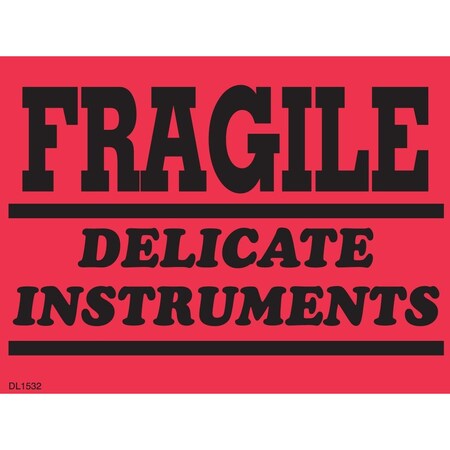 Decker Tape Products Label, DL1532 , FRAGILE DELICATE INSTRUMENTS , 3" X 4" DL1532